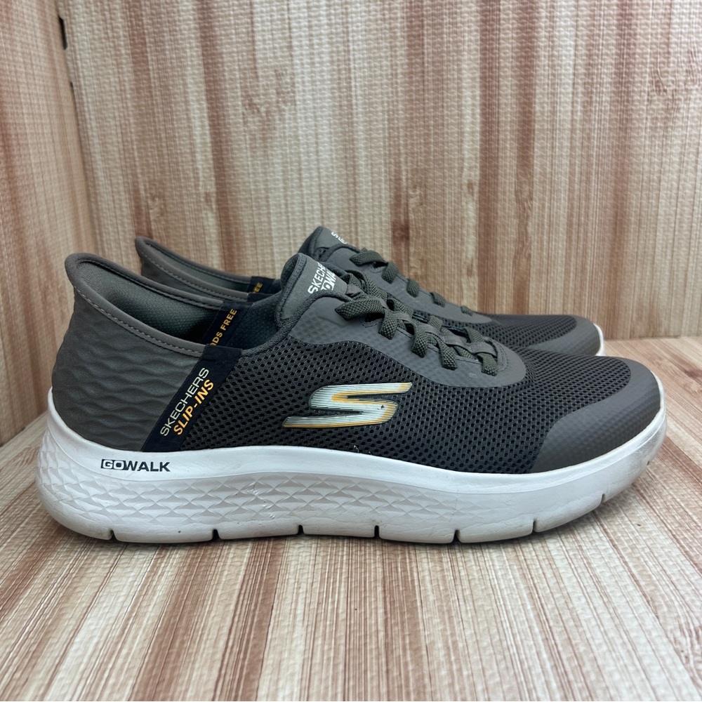 Skechers Go Walk Flex Slip-ins Sneakers Mens 10 Gray White Memory Foam 216324WW